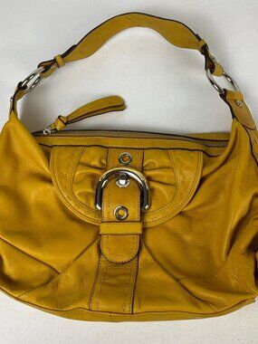 B. Makowsky Chic Yellow Leather Hobo Bag with Silver Hardware - Stylish & Versat